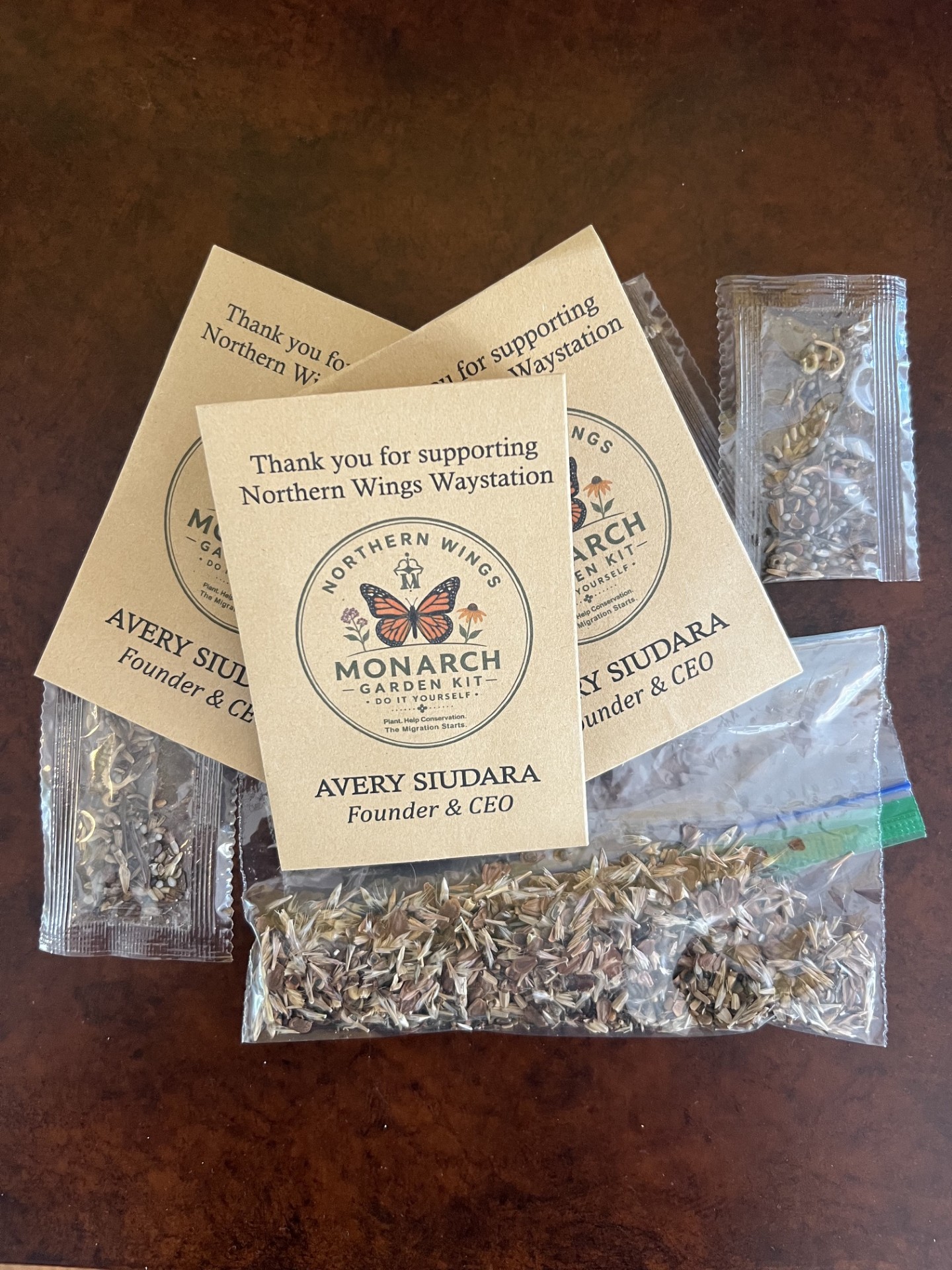 Northern Wings Monarch Garden Kit — seed packets and planting card by Avery Siudara